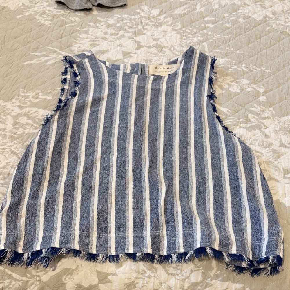Cloth & Stone Blue and White Striped Sleeveless Top